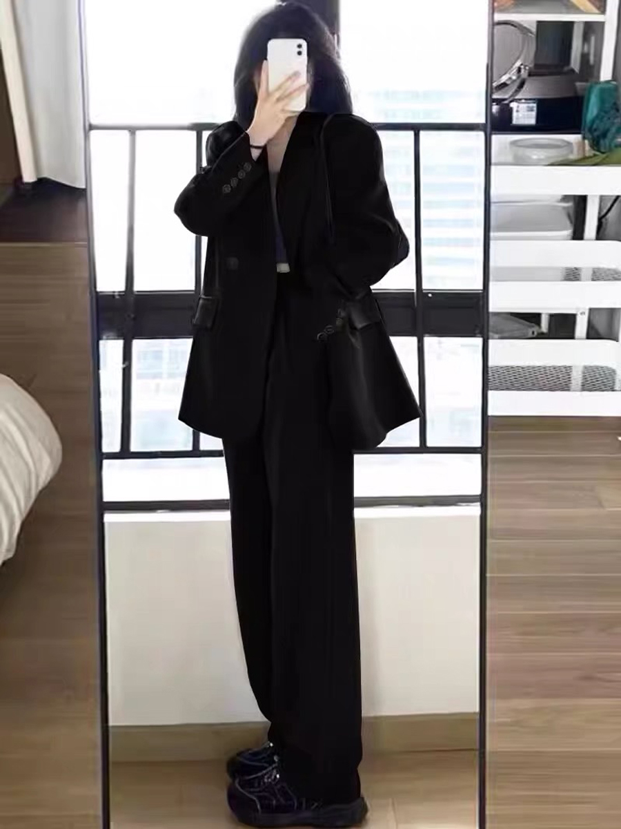 Petite Gray Suit Set for Women - Casual Blazer & Wide-Leg Pants, High-End Feel, Stylish 2025 Fashion Petite Gray Suit Set for Women - Casual Blazer & Wide-Leg Pants, High-End Feel, Stylish 2025 Fashion