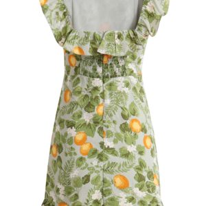 Petite Green Ruffled French-Style Vacation Dress 2025 Summer Collection for Women