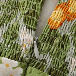 Petite Green Ruffled French-Style Vacation Dress 2025 Summer Collection for Women