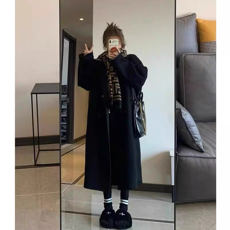 Petite Oatmeal Double-Sided Cashmere Coat for Women - Mid-Length High-End Woolen Outerwear for Autumn/Winter 2024 Petite Oatmeal Double-Sided Cashmere Coat for Women - Mid-Length High-End Woolen Outerwear for Autumn/Winter 2024