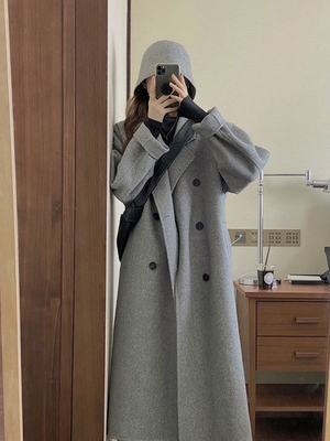 Petite Oatmeal Double-Sided Cashmere Coat for Women - Mid-Length High-End Woolen Outerwear for Autumn/Winter 2024 Petite Oatmeal Double-Sided Cashmere Coat for Women - Mid-Length High-End Woolen Outerwear for Autumn/Winter 2024