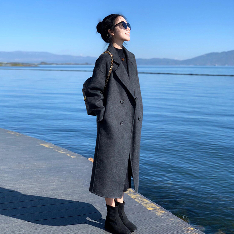 Petite Oatmeal Double-Sided Cashmere Coat for Women - Mid-Length High-End Woolen Outerwear for Autumn/Winter 2024 Petite Oatmeal Double-Sided Cashmere Coat for Women - Mid-Length High-End Woolen Outerwear for Autumn/Winter 2024