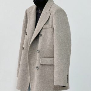 Petite Oatmeal Wool and Cashmere Overcoat for Women - High-End Feel, 2024 Autumn Winter Style, Elegant Outerwear
