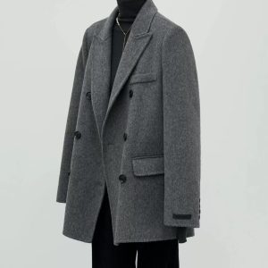 Petite Oatmeal Wool and Cashmere Overcoat for Women - High-End Feel, 2024 Autumn Winter Style, Elegant Outerwear