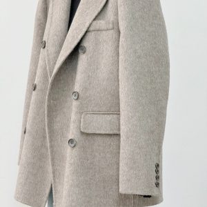 Petite Oatmeal Wool and Cashmere Overcoat for Women - High-End Feel, 2024 Autumn Winter Style, Elegant Outerwear