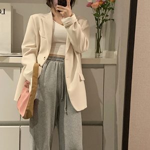 Petite Oversized Black Suit Jacket for Women - Loose Fit Blazer Top in Korean Style for Spring and Autumn 2025