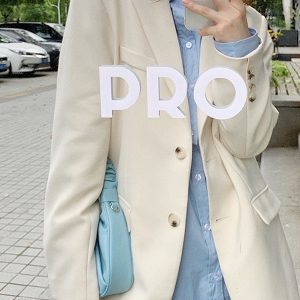 Petite Oversized Black Suit Jacket for Women - Loose Fit Blazer Top in Korean Style for Spring and Autumn 2025