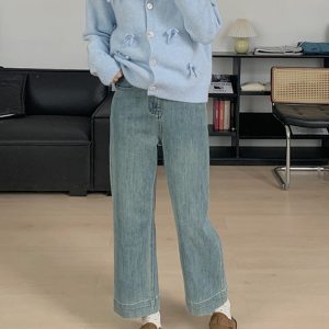 Petite Plus Size Narrow Straight-Leg Pants for Women - Loose Fit Flattering Nine-Point Cigarette Jeans, 2025 New Style