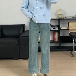 Petite Plus Size Narrow Straight-Leg Pants for Women - Loose Fit Flattering Nine-Point Cigarette Jeans, 2025 New Style