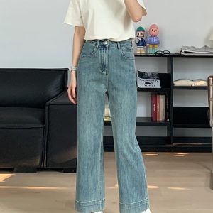 Petite Plus Size Narrow Straight-Leg Pants for Women - Loose Fit Flattering Nine-Point Cigarette Jeans, 2025 New Style