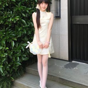 Petite Summer Sweet Pudding Bear Sleeveless Dress for Women - Cute Casual Style, Perfect for Warm Weather and Day Out