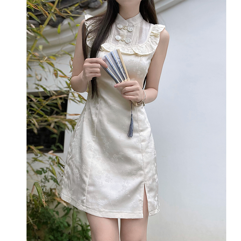 Petite Summer Sweet Pudding Bear Sleeveless Dress for Women - Cute Casual Style, Perfect for Warm Weather and Day Out