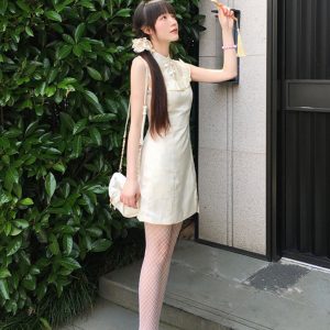 Petite Summer Sweet Pudding Bear Sleeveless Dress for Women - Cute Casual Style, Perfect for Warm Weather and Day Out
