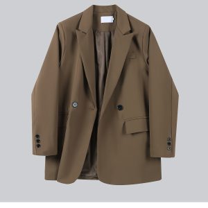 Petite Women's Casual Blazer - Korean Style Gray Suit Jacket for Spring 2025 - Chic Outfit Essential