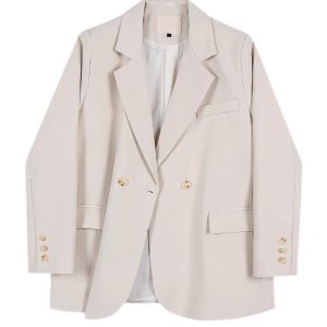 Petite Women's Casual Blazer - Korean Style Gray Suit Jacket for Spring 2025 - Chic Outfit Essential