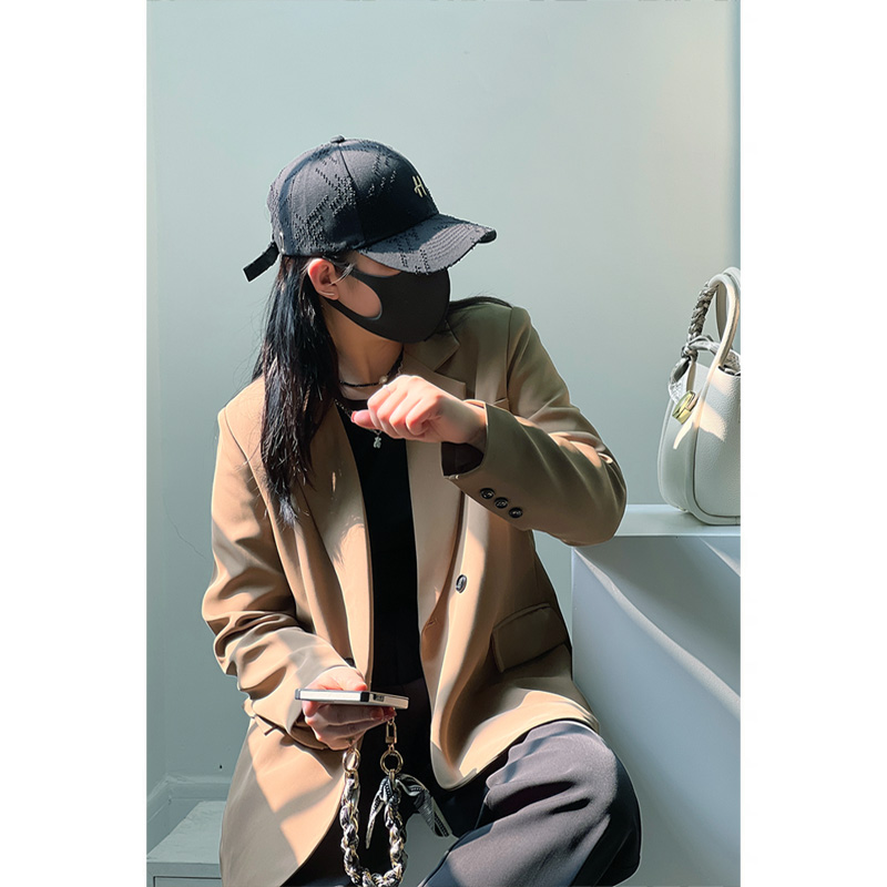 Petite Women's Coffee-Colored Blazer - 2025 Spring Casual Suit for Stylish Outfits - Perfect for Spring and Autumn Wear