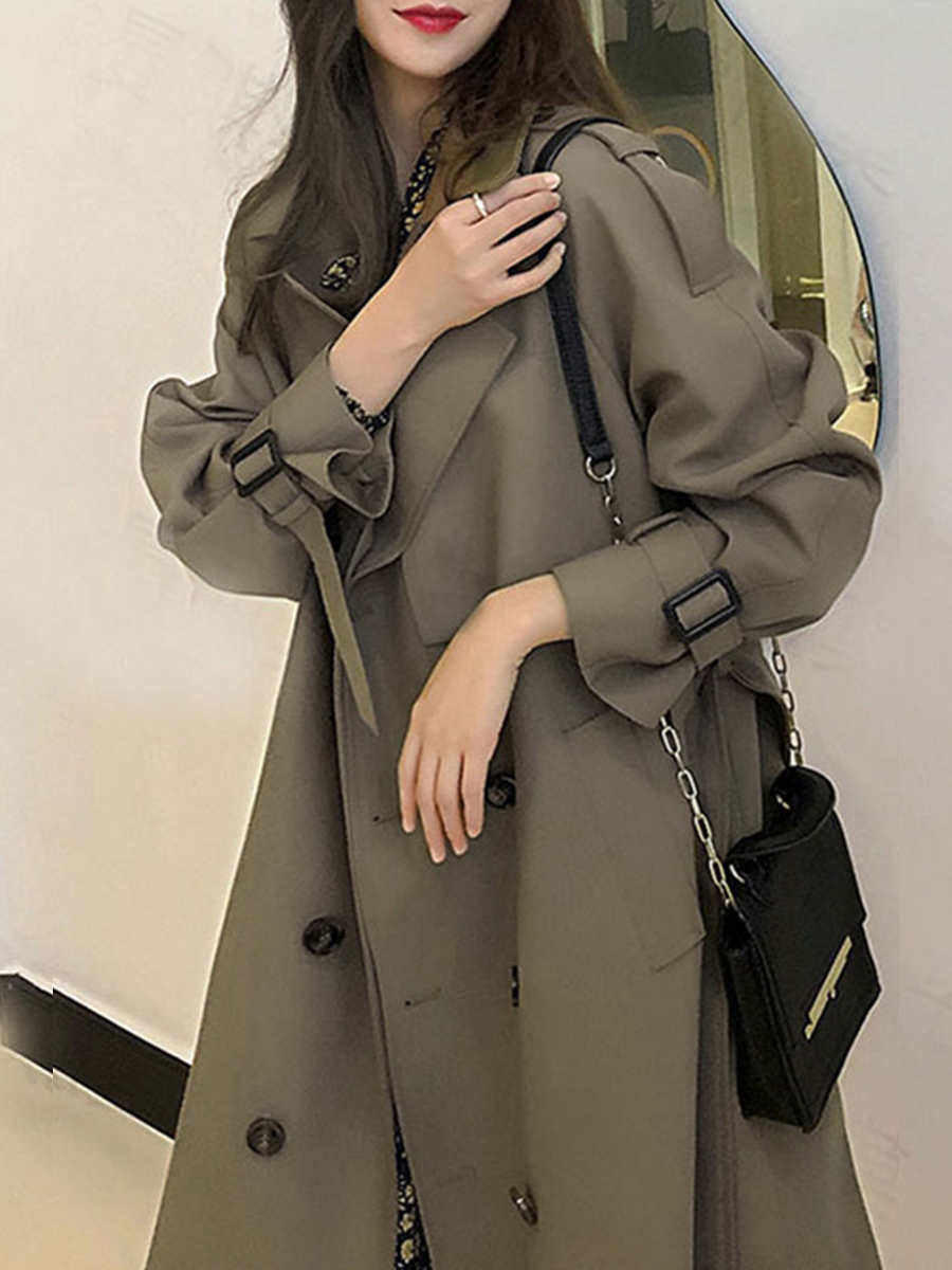 Petite Women's Mid-Length Trench Coat 2024 - Chic British Style for Spring & Autumn, High-End Korean Fashion Petite Women's Mid-Length Trench Coat 2024 - Chic British Style for Spring & Autumn, High-End Korean Fashion