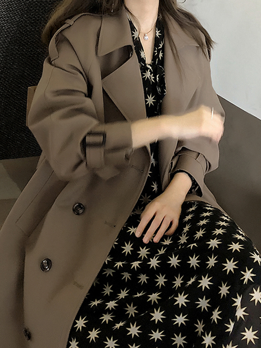 Petite Women's Mid-Length Trench Coat 2024 - Chic British Style for Spring & Autumn, High-End Korean Fashion Petite Women's Mid-Length Trench Coat 2024 - Chic British Style for Spring & Autumn, High-End Korean Fashion