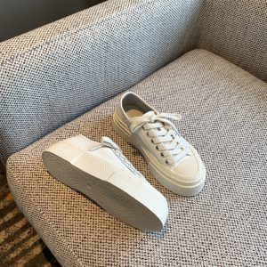 Pink Genuine Leather Lace-Up Sneakers for Women - 2025 Height-Increasing Thick Sole Casual White Shoes, Versatile Comfort Style