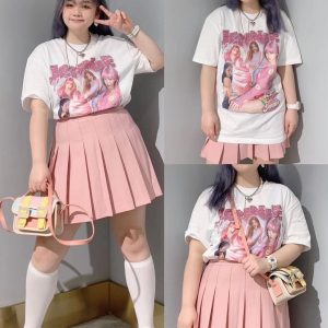 Pink High Waist Pleated A-Line Skirt for Women - Slim Fit Spring Summer 2023 Short JK Style Skirt