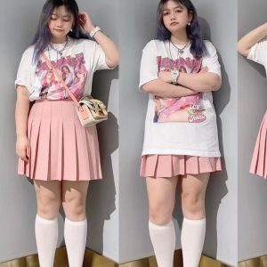 Pink High Waist Pleated A-Line Skirt for Women - Slim Fit Spring Summer 2023 Short JK Style Skirt