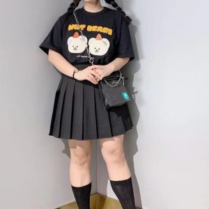 Pink High Waist Pleated A-Line Skirt for Women - Slim Fit Spring Summer 2023 Short JK Style Skirt