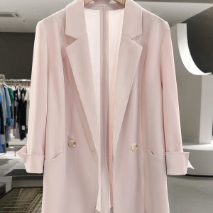 Pink Loose-Fit Blazer for Women - 2025 Summer Style, Lightweight Casual Jacket for a Youthful Look