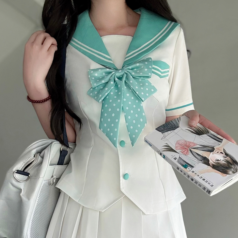 Pink Sailor Suit Women's JK Uniform with Navy Collar - Summer College Style Pudding Bear Inspired 2025 Fashion Pink Sailor Suit Women's JK Uniform with Navy Collar - Summer College Style Pudding Bear Inspired 2025 Fashion