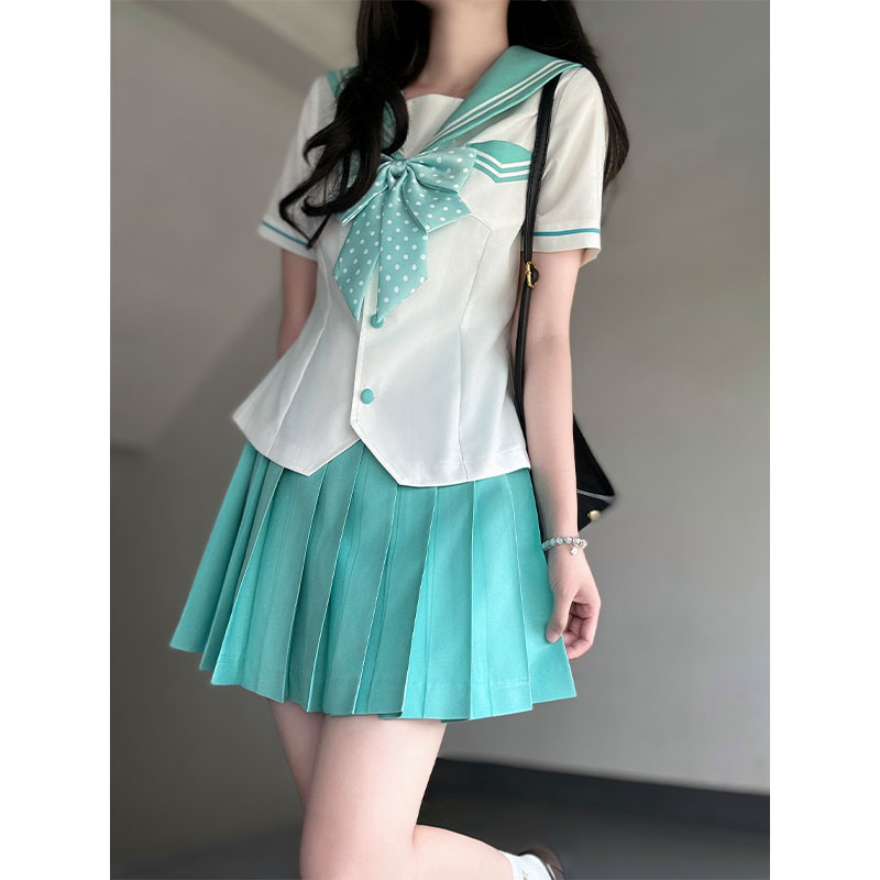 Pink Sailor Suit Women's JK Uniform with Navy Collar - Summer College Style Pudding Bear Inspired 2025 Fashion