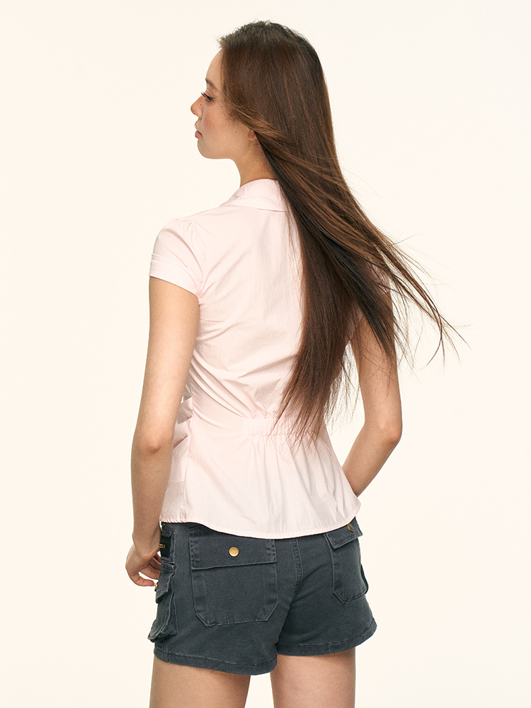 Pink Short-Sleeve Fitted Top for Women – American Style Summer 2025 Spicy Girl Trend Pink Short-Sleeve Fitted Top for Women – American Style Summer 2025 Spicy Girl Trend