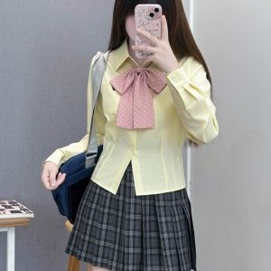 Plaid A-Line Pleated Skirt for Women - Summer College Style JK Uniform in Smoke Gray - Cute 90s Inspired Student Fashion