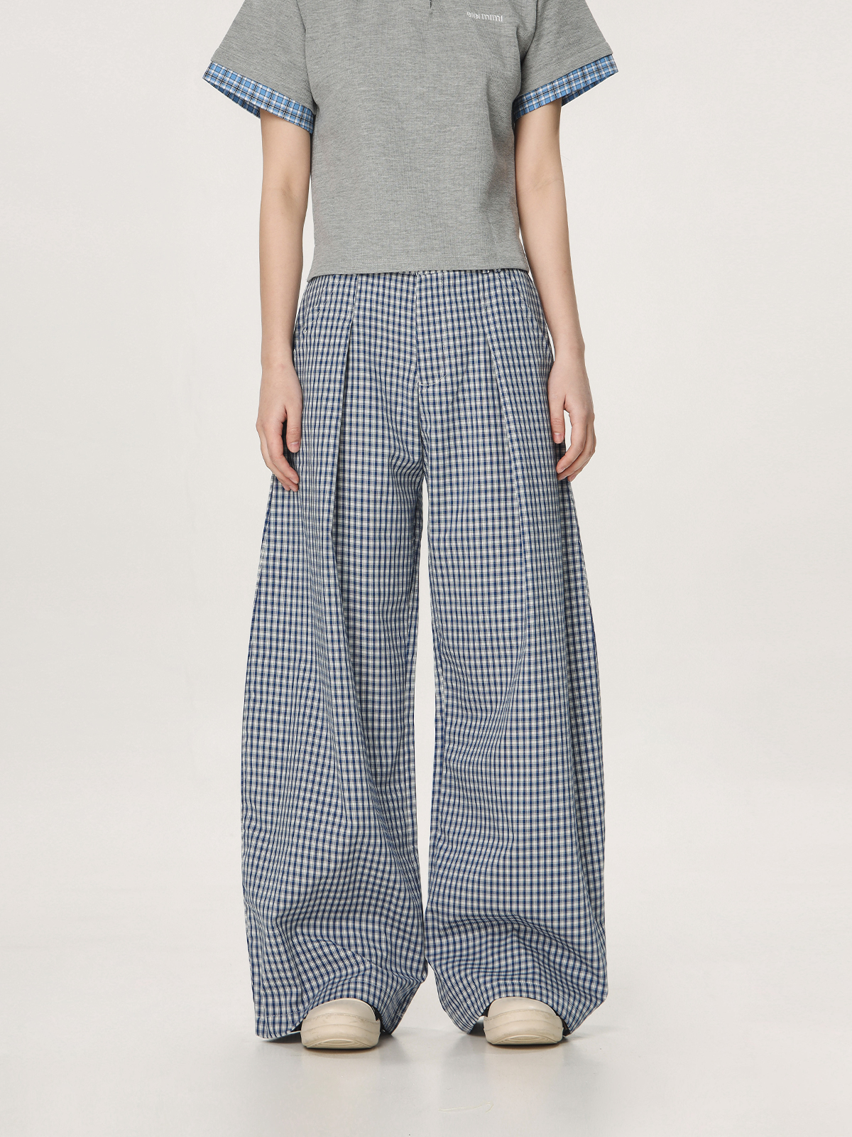 Plaid Casual Pants for Women - Summer Thin Straight Leg Loose BF Wide Leg Style - Trendy American Vibe Plaid Casual Pants for Women - Summer Thin Straight Leg Loose BF Wide Leg Style - Trendy American Vibe