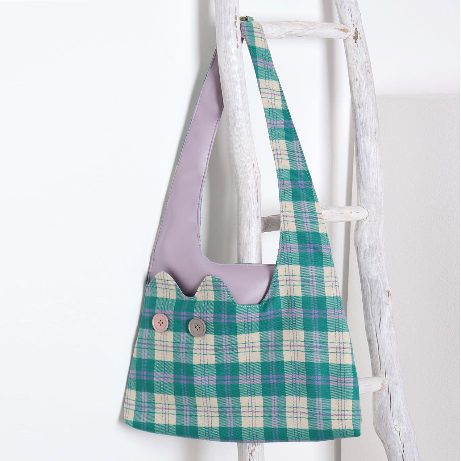 Plaid Color-Blocking Cat Shoulder Bag for Women, Unique Patchwork Design, Large Capacity Crossbody Bag, Cute Fashion Accessory