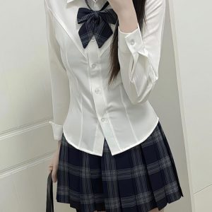 Plaid Pleated Short Skirt for Women - JK Uniform College Style - Authentic Spring and Autumn Fashion - 90s Inspired