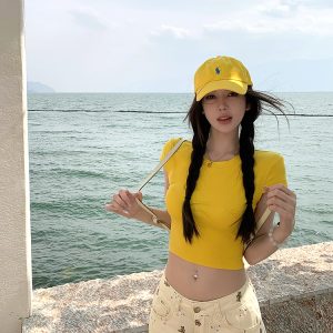 Playful Cute Short Sleeve Tie Back T-Shirt for Women, Summer Slim Fit Sexy Top, Casual Y2K Style Fashion