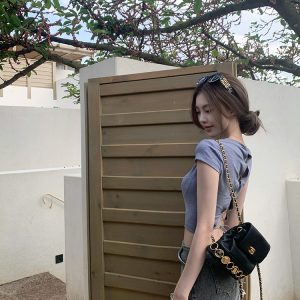 Playful Leg Essence Gray Vintage Denim Bodycon Mini Skirt with Tassels - Summer Hot Girl Style, 90s-Inspired Half Skirt