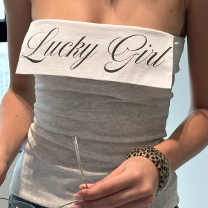 Playful Lucky Girl Strapless Dress with Stylish Split and Lapel Detail - Chic Waist-Defined Design for Effortless Style