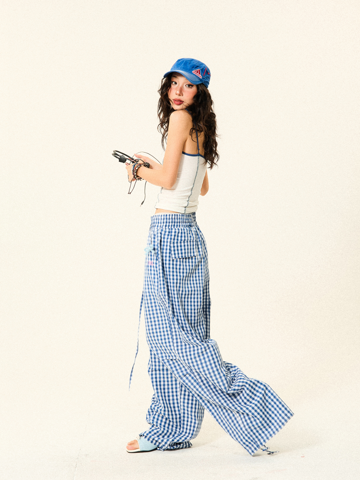 Pleated Checkered Casual Cargo Pants for Women - Summer Thin Wide-Leg Trousers - Y2K Inspired Floor-Length Fashion Pleated Checkered Casual Cargo Pants for Women - Summer Thin Wide-Leg Trousers - Y2K Inspired Floor-Length Fashion