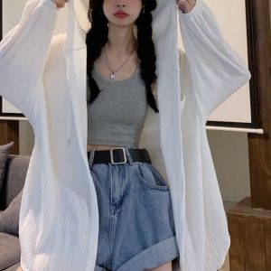 Plus Size 300 lbs Women's Sunshade Jacket - Lightweight Breathable Hooded Summer Coat, Versatile Mid-Length Style