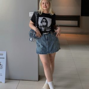 Plus-Size A-Line Denim Skirt Pants for Women, Stylish & Slimming, Sexy Design, Versatile, Available in Two Colors