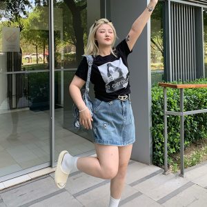 Plus-Size A-Line Denim Skirt Pants for Women, Stylish & Slimming, Sexy Design, Versatile, Available in Two Colors