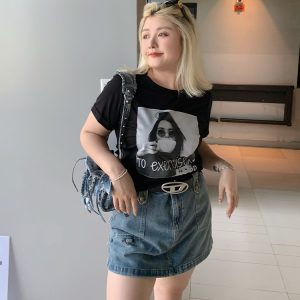 Plus-Size A-Line Denim Skirt Pants for Women, Stylish & Slimming, Sexy Design, Versatile, Available in Two Colors