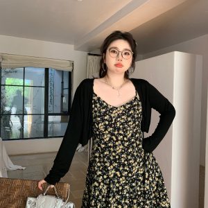 Plus Size Airy Cardigan and Camisole Dress Set - Cool Sun Protection Cover-Up for Summer, Perfect for Layering and Air Conditioning