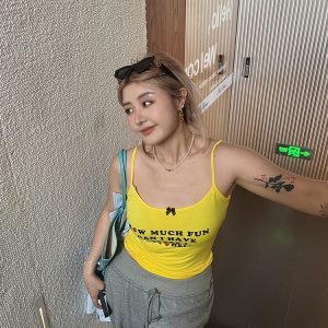 Plus Size American Vintage Bow Print Tank Top - Hot Girl Millennial Style, Versatile Summer Essential, Y2K Fashion