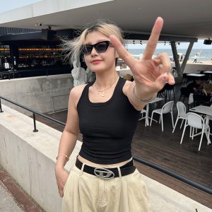 Plus Size Back Knot Cross Camisole - Unique Design Slim Fit Versatile Sports Top for Everyday Wear