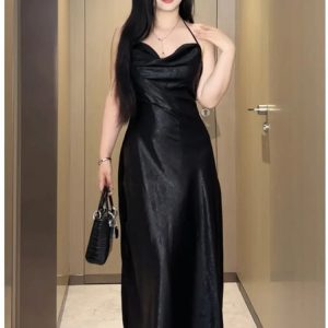 Plus-Size Backless Draped Strap Dress Set with Shawl - Flattering Long Skirt for Summer, Sexy Pure Desire Style