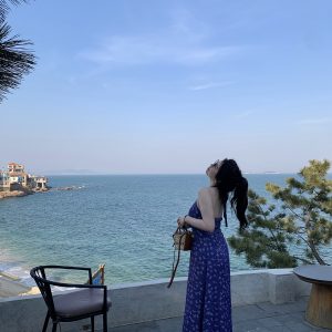 Plus Size Backless Halter Dress for Women - Deep V Neck, Seaside Vacation Style, Perfect for 90s-Inspired Dating Shows