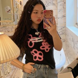 Plus Size Black Short-Sleeve T-Shirt for Women - 2025 Spring/Summer Shoulder-Detail Base Top, Casual Fashion Essential