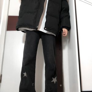 Plus Size Black Starry Jeans for Women - Slimming Narrow Straight Leg & Loose Wide Leg Design