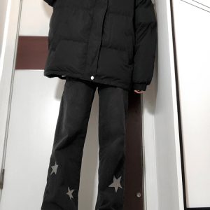 Plus Size Black Starry Jeans for Women - Slimming Narrow Straight Leg & Loose Wide Leg Design